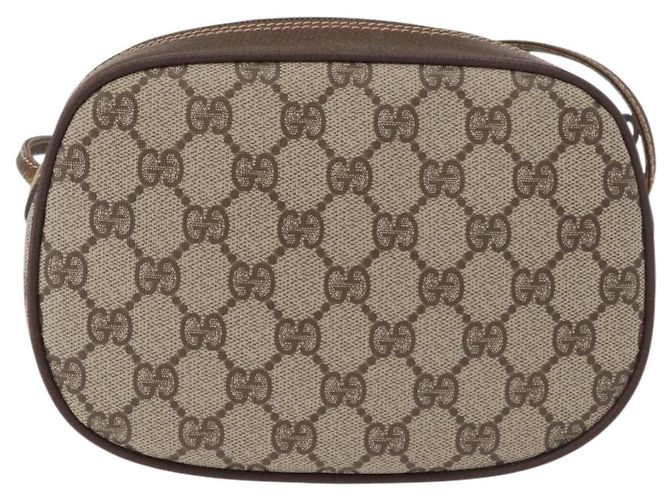 GUCCI GG Supreme Web Sherry Line Bag PVC Outlet 007 754 6112 4030 Auth 179036 Beige D'oro - vista 3