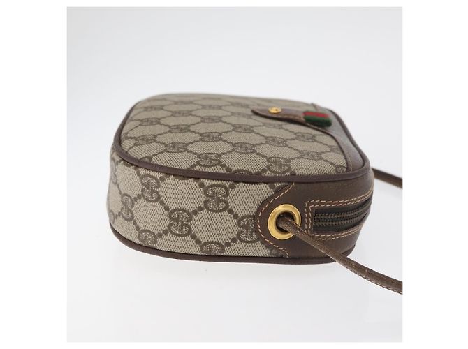GUCCI GG Supreme Web Sherry Line Bag PVC Outlet 007 754 6112 4030 Auth 179036 Beige D'oro - vista 4