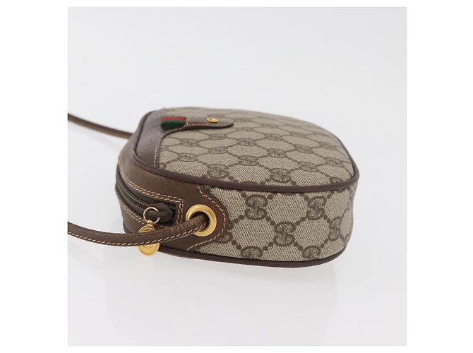 GUCCI GG Supreme Web Sherry Line Bag PVC Outlet 007 754 6112 4030 Auth 179036 Beige D'oro - vista 5