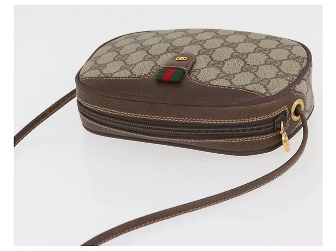 GUCCI GG Supreme Web Sherry Line Bag PVC Outlet 007 754 6112 4030 Auth 179036 Beige D'oro - vista 6