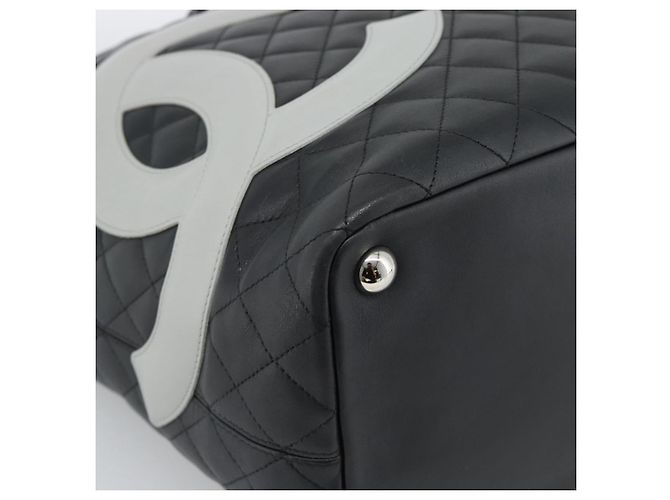 CHANEL Cambon Line Matelasse Tote Bag Pelle Nera Argento CC Auth ka4895SAM Nero - vista 15