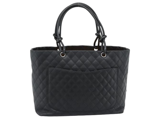 CHANEL Cambon Line Matelasse Tote Bag Pelle Nera Argento CC Auth ka4895SAM Nero - vista 2