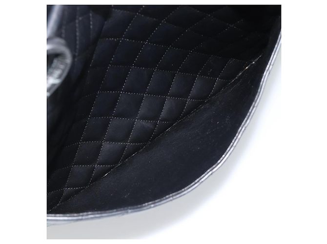 CHANEL Cambon Line Matelasse Tote Bag Pelle Nera Argento CC Auth ka4895SAM Nero - vista 26