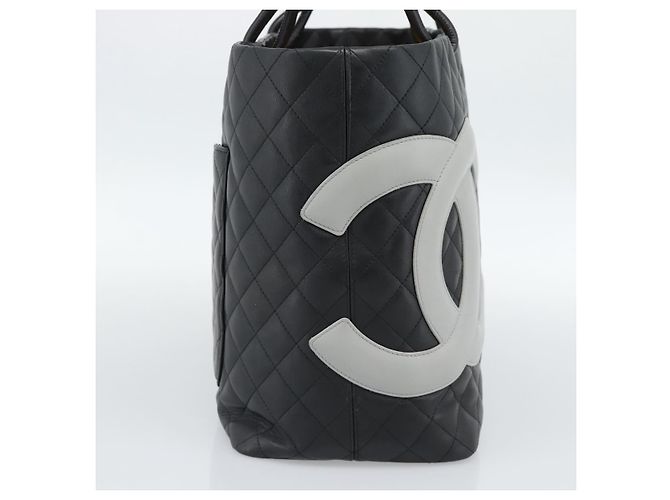 CHANEL Cambon Line Matelasse Tote Bag Pelle Nera Argento CC Auth ka4895SAM Nero - vista 3