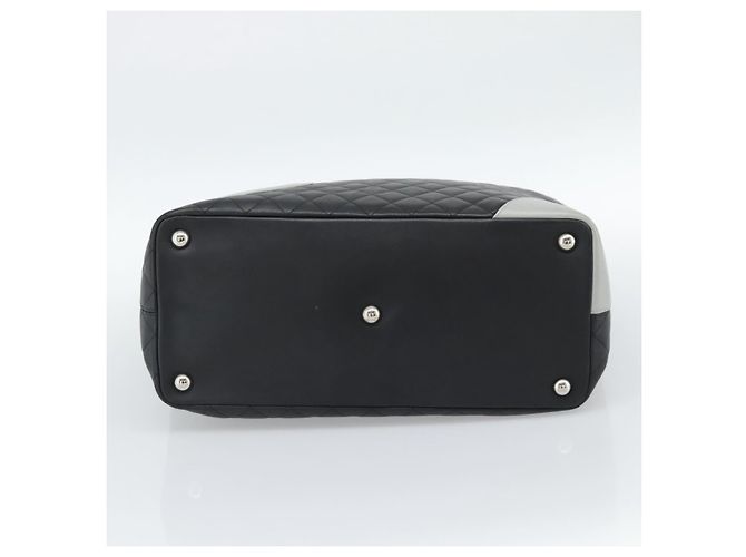 CHANEL Cambon Line Matelasse Tote Bag Pelle Nera Argento CC Auth ka4895SAM Nero - vista 5