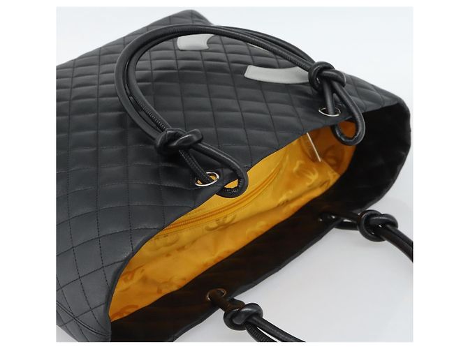CHANEL Cambon Line Matelasse Tote Bag Pelle Nera Argento CC Auth ka4895SAM Nero - vista 6