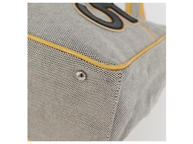 CHANEL Choco Bar Chain Shoulder Bag Canvas Gray Silver CC Auth 181350A Marrone Argento - vista 12