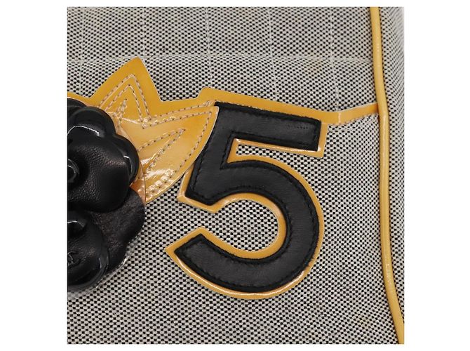 CHANEL Choco Bar Chain Shoulder Bag Canvas Gray Silver CC Auth 181350A Marrone Argento - vista 17