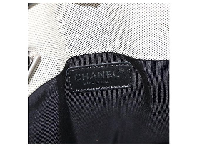 CHANEL Choco Bar Chain Shoulder Bag Canvas Gray Silver CC Auth 181350A Marrone Argento - vista 18
