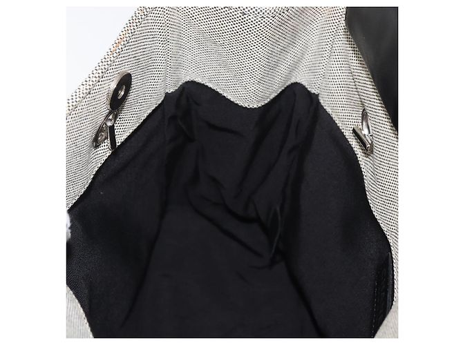 CHANEL Choco Bar Chain Shoulder Bag Canvas Gray Silver CC Auth 181350A Marrone Argento - vista 21
