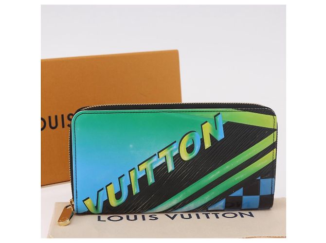 LOUIS VUITTON Epilase Zippy Wallet Long Wallet Blue Black M62268 LV Auth 191544M Nero - vista 12