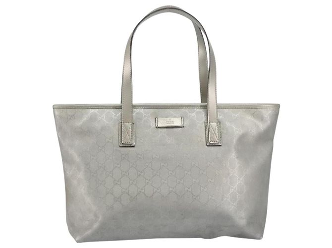 Borsa Tote GUCCI GG implementation PVC Argento 211137 Auth 190504A - vista 13