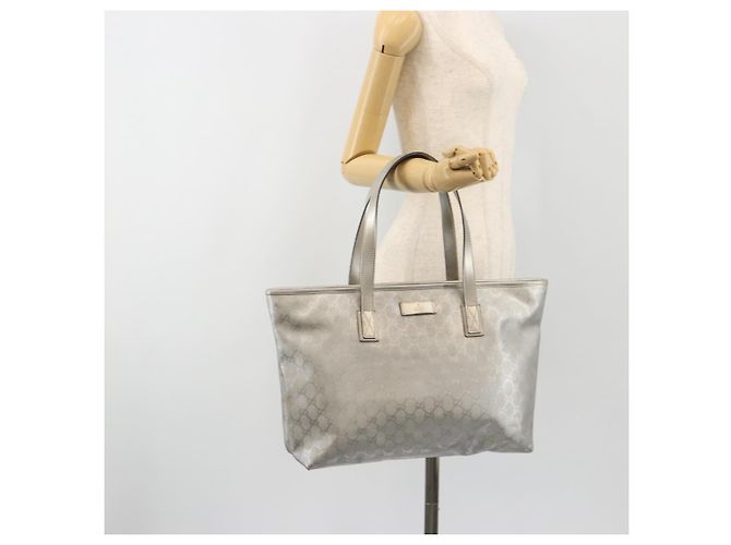 Borsa Tote GUCCI GG implementation PVC Argento 211137 Auth 190504A - vista 23
