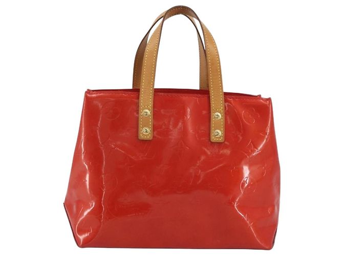 LOUIS VUITTON Monogram Vernis Reade PM Hand Bag Red Rouge M91088 LV Auth ep15057 Vermelho - vista 13