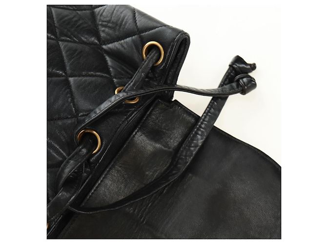 CHANEL Matelasse Chain Backpack Lamb Skin Gold Black CC Auth 189831SV Schwarz Golden - Ansicht 10