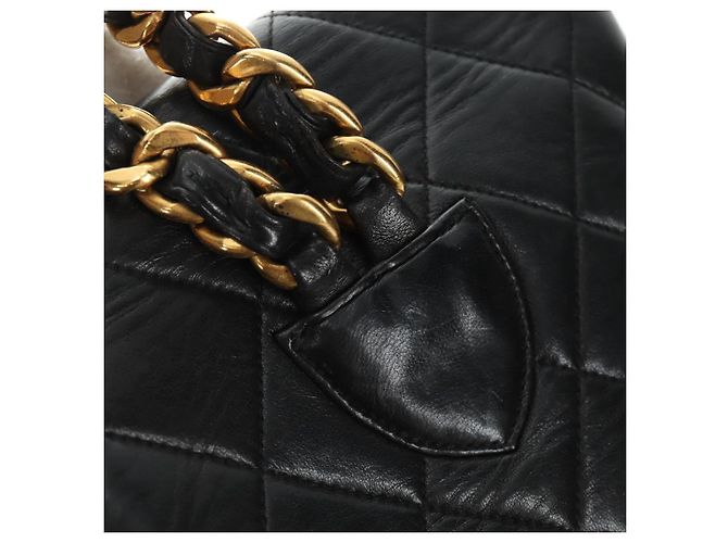 CHANEL Matelasse Chain Backpack Lamb Skin Gold Black CC Auth 189831SV Schwarz Golden - Ansicht 15