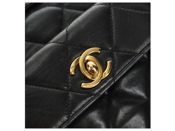 CHANEL Matelasse Chain Backpack Lamb Skin Gold Black CC Auth 189831SV Schwarz Golden - Ansicht 17