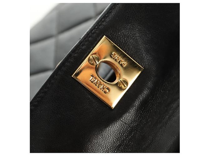 CHANEL Matelasse Chain Backpack Lamb Skin Gold Black CC Auth 189831SV Schwarz Golden - Ansicht 19