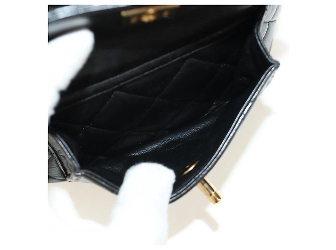 CHANEL Matelasse Chain Backpack Lamb Skin Gold Black CC Auth 189831SV Schwarz Golden - Ansicht 20