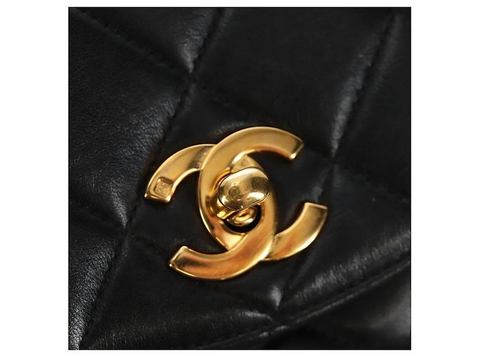 CHANEL Matelasse Chain Backpack Lamb Skin Gold Black CC Auth 189831SV Schwarz Golden - Ansicht 21