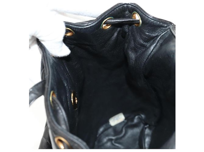 CHANEL Matelasse Chain Backpack Lamb Skin Gold Black CC Auth 189831SV Schwarz Golden - Ansicht 25