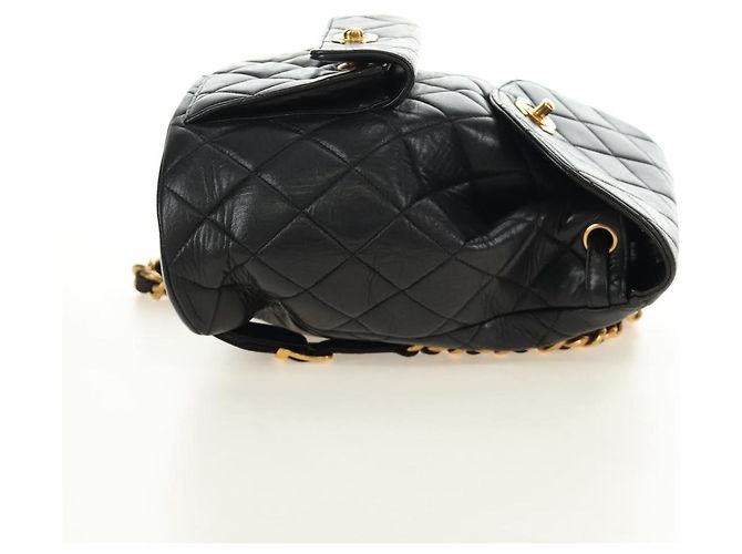 CHANEL Matelasse Chain Backpack Lamb Skin Gold Black CC Auth 189831SV Schwarz Golden - Ansicht 4
