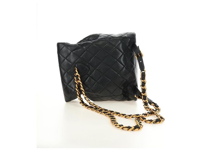 CHANEL Matelasse Chain Backpack Lamb Skin Gold Black CC Auth 189831SV Schwarz Golden - Ansicht 6