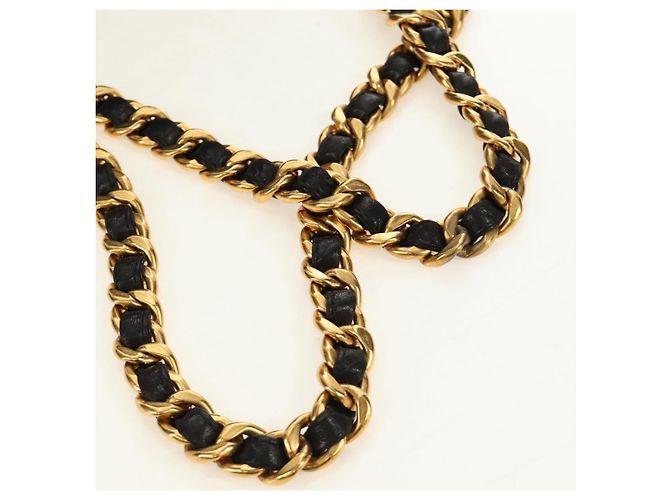 CHANEL Matelasse Chain Backpack Lamb Skin Gold Black CC Auth 189831SV Schwarz Golden - Ansicht 7