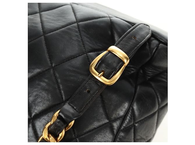 CHANEL Matelasse Chain Backpack Lamb Skin Gold Black CC Auth 189831SV Schwarz Golden - Ansicht 8
