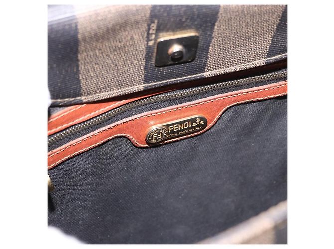Pequin FENDI Pecan Canvas Handtasche PVC Braun Schwarz Authentisch 190920 - Ansicht 10