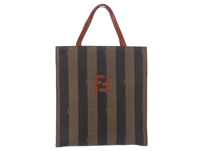 Pequin FENDI Pecan Canvas Handtasche PVC Braun Schwarz Authentisch 190920 - Ansicht 13