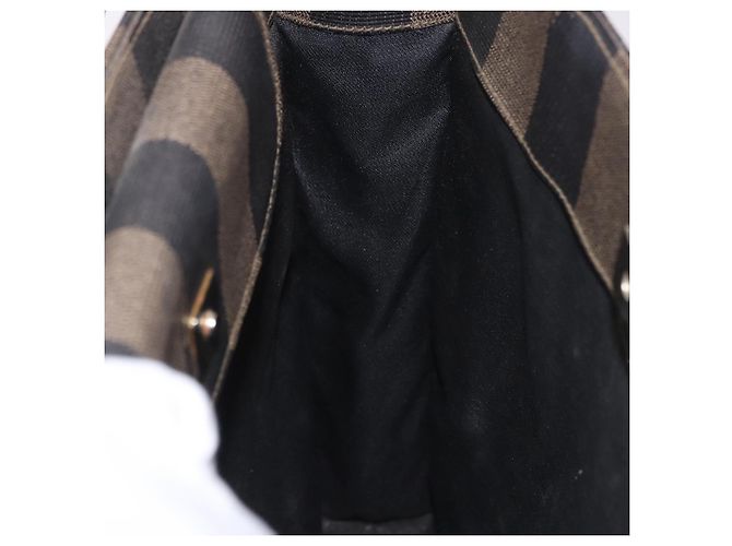 Pequin FENDI Pecan Canvas Handtasche PVC Braun Schwarz Authentisch 190920 - Ansicht 17