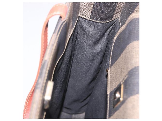 Pequin FENDI Pecan Canvas Handtasche PVC Braun Schwarz Authentisch 190920 - Ansicht 18