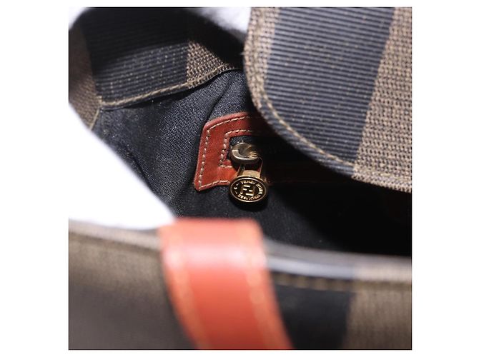 Pequin FENDI Pecan Canvas Handtasche PVC Braun Schwarz Authentisch 190920 - Ansicht 19