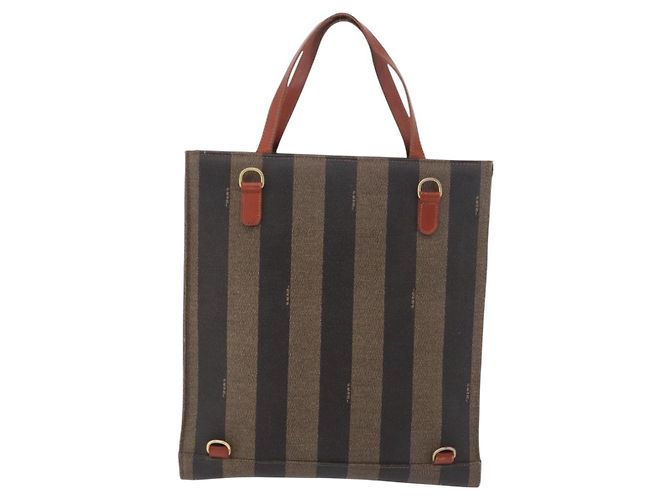 Pequin FENDI Pecan Canvas Handtasche PVC Braun Schwarz Authentisch 190920 - Ansicht 2
