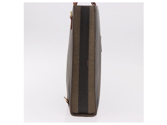 Pequin FENDI Pecan Canvas Handtasche PVC Braun Schwarz Authentisch 190920 - Ansicht 4