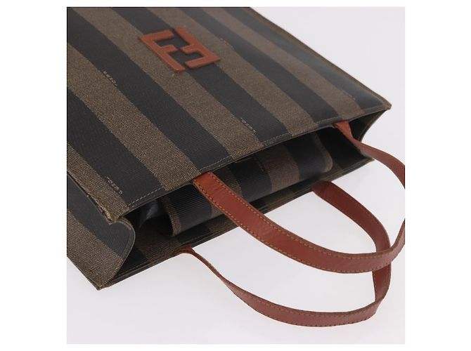 Pequin FENDI Pecan Canvas Handtasche PVC Braun Schwarz Authentisch 190920 - Ansicht 6