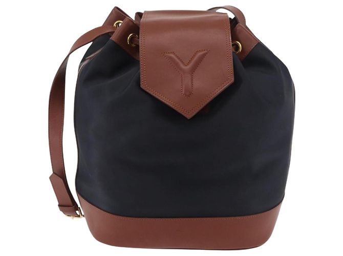 SAINT LAURENT Borsa a Spalla Nylon Nero Oro Auth BA13718A D'oro - vista 13