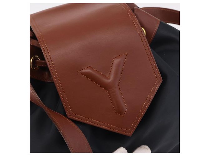 SAINT LAURENT Borsa a Spalla Nylon Nero Oro Auth BA13718A D'oro - vista 17