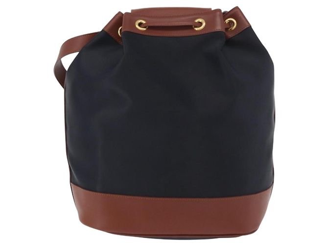 SAINT LAURENT Borsa a Spalla Nylon Nero Oro Auth BA13718A D'oro - vista 2