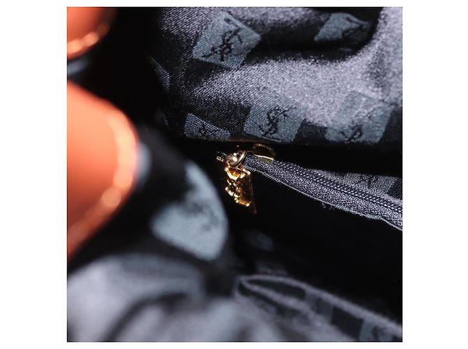 SAINT LAURENT Borsa a Spalla Nylon Nero Oro Auth BA13718A D'oro - vista 20