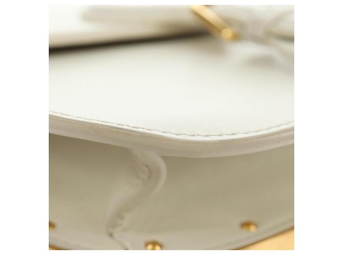 Borsa a Spalla Christian Dior Bobby Pelle Bianca e Oro Auth 189798M Bianco D'oro - vista 15