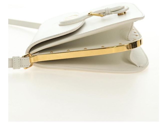 Borsa a Spalla Christian Dior Bobby Pelle Bianca e Oro Auth 189798M Bianco D'oro - vista 3