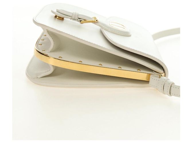 Borsa a Spalla Christian Dior Bobby Pelle Bianca e Oro Auth 189798M Bianco D'oro - vista 4