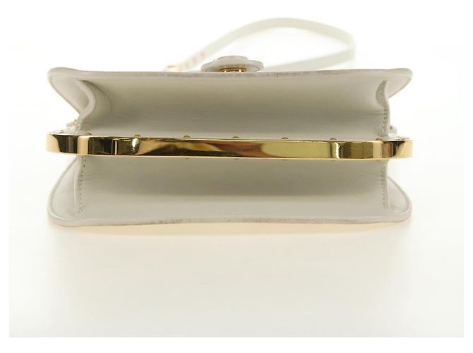 Borsa a Spalla Christian Dior Bobby Pelle Bianca e Oro Auth 189798M Bianco D'oro - vista 5