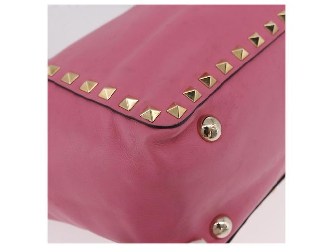 VALENTINO Studs Tote Bag Leder 2way Pink Gold Auth BA13725A Golden - Ansicht 10