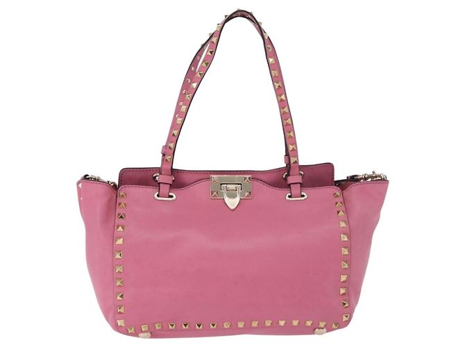 VALENTINO Studs Tote Bag Leder 2way Pink Gold Auth BA13725A Golden - Ansicht 13