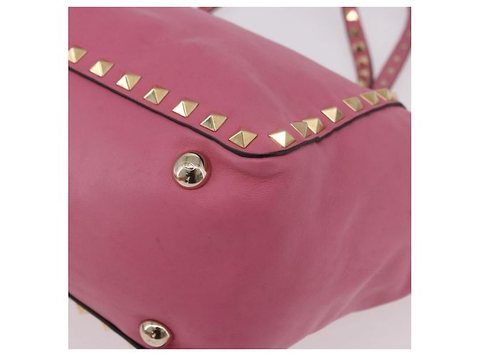 VALENTINO Studs Tote Bag Leder 2way Pink Gold Auth BA13725A Golden - Ansicht 15