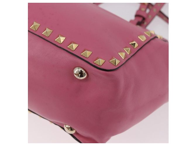 VALENTINO Studs Tote Bag Leder 2way Pink Gold Auth BA13725A Golden - Ansicht 17