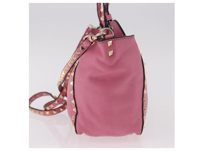 VALENTINO Studs Tote Bag Leder 2way Pink Gold Auth BA13725A Golden - Ansicht 3